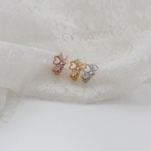 하트  웨이 큐빅 이어커프 패션 데일리-WFG0YEB