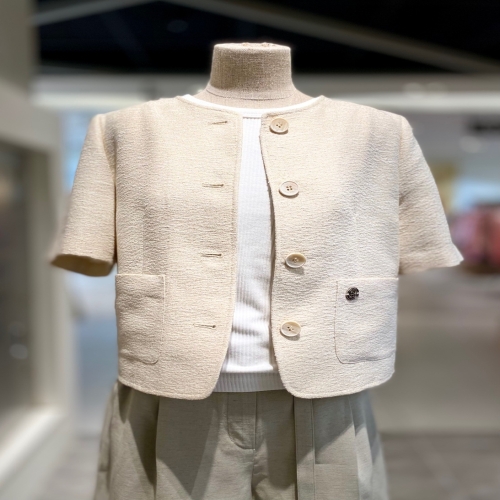 올리브데올리브 OW5MJ360 라운드넥 싱글 버튼 반팔 자켓