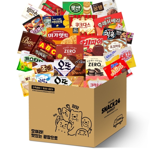 스낵24  대용량 사무실 한 달 살기 박스 과자 세트 25종