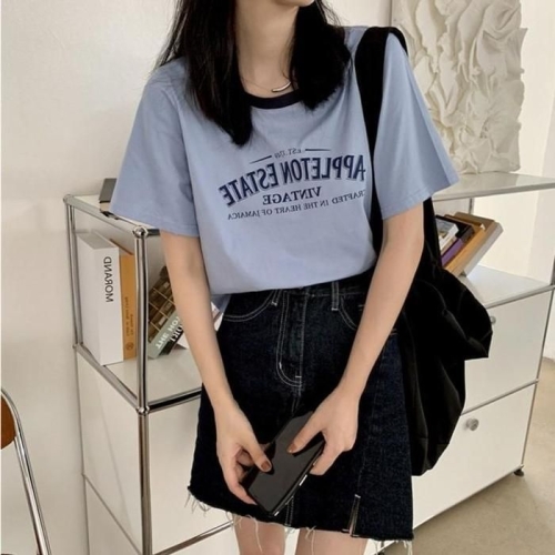 깨비몰 여성 레터링 루즈핏 세미크롭 반팔 티셔츠 33370362