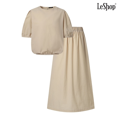 르샵 여성 데일리 라운드 블라우스 밴딩 스커트 셋업 DP2OW033A