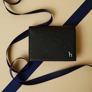 헤지스 블랙 배색포인트 소가죽 명함지갑_HJHO5F610BK