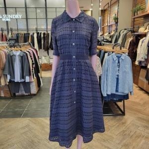 올앤선드리 M 롤OP 체크원피스 A5M4O633 M/BLUE