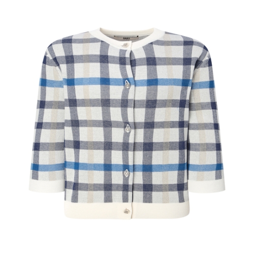 닥스레이디스 여성 체크 면혼방 7부소매가디건 DLSW5B491IV