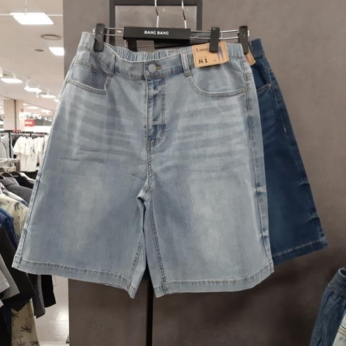 뱅뱅 HC09 공용 루즈핏적극추천 5부 청반바지 무릎길이 세미와이드 시원하고 가벼운 청 반바지 NQL302