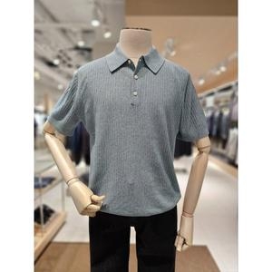 ANDZ AND Z 블루컬러 아바셀 종이섬유 원단 카라넥 스웨터 BZF2ET1201BL