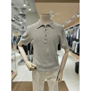 ANDZ AND Z 그레이컬러 아바셀 종이섬유 원단 카라넥 스웨터 BZF2ET1201GR