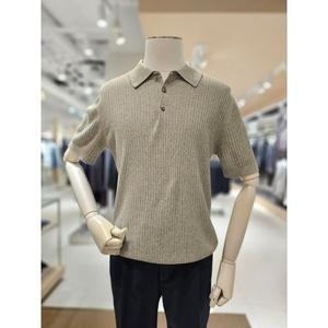 ANDZ AND Z 카키컬러 아바셀 종이섬유 원단 카라넥 스웨터 BZF2ET1201KH