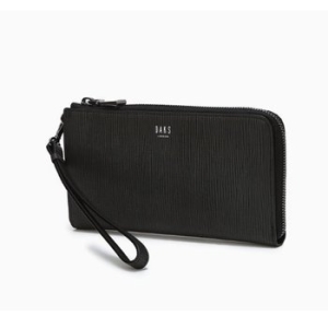 닥스 블랙 패턴 소가죽 지퍼장지갑 DBWA5F161BK