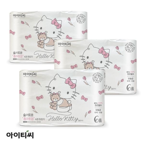 헬로키티 슬기로운 종이포장 4겹 화장지 20m (6롤)