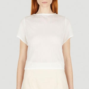 윈 햄린 Crinkle 캡 슬리브 조젯 위브 테크 크링클 탑 화이트 WH0274TP999