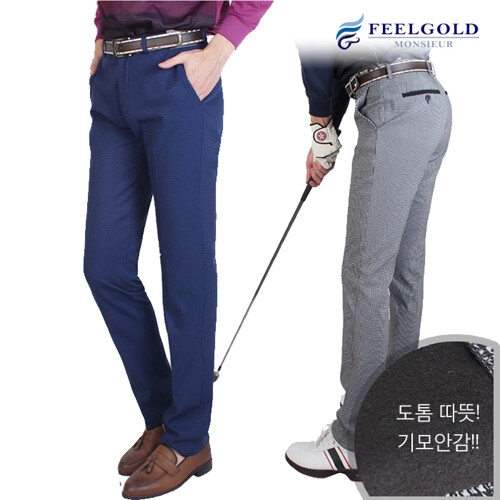 필골드 남성 마스터베어 아이언체크 기모 골프팬츠_SH009