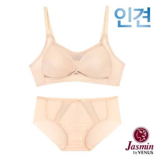 비너스 자스민 자스민 A-D컵 인견 자카드 노와이어 무빙브라팬티2종 JBA025 75A-90D