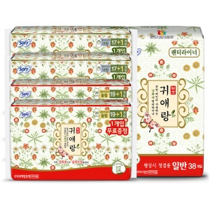 쏘피 바디피트 귀애랑 대형 18개 2팩 + 중형 20개 2팩 + 팬티라이너 일반 38개