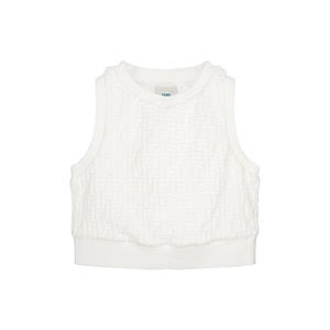 펜디 미세하자/ KIDS 화이트 FF 로고 슬리브리스 티셔츠 JFI377 ATS2 F0TU9