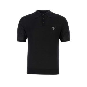 프라다 Midnight blue wool polo shirt UMB267S2121ZLE F0008 BLUE