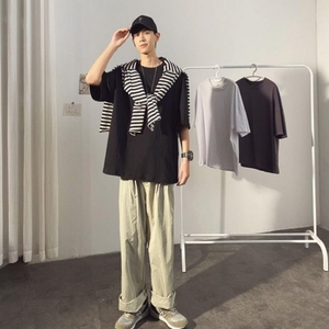 라일리 Rly 남성 무지 박스티 오버사이즈 레이어드 반팔티 2컬러 10690031A