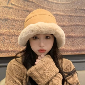 라일리 Rly 겨울 부드럽고 따뜻한 여자 기모 융털 버킷햇 모자 10263027A