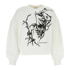 알렉산더맥퀸 화이트 블랙 플로럴 스컬 프린트 크루넥 릴렉스 핏 맨투맨 797767QZA