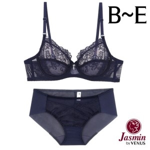 비너스 자스민by BE컵 시스루 레이스 홑겹 풀컵 브라팬티2종JBA02675B-85E