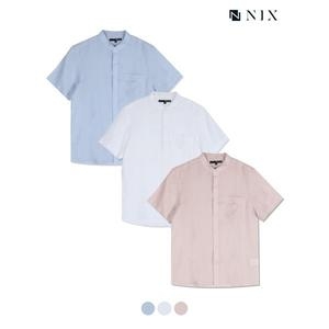 닉스 남 린넨 레귤러핏 헨리넥 반팔 셔츠 FNPMCSH102P