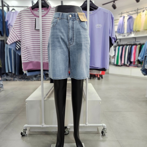 뱅뱅 여름 여성 일자핏 스판 청반바지 NQL305