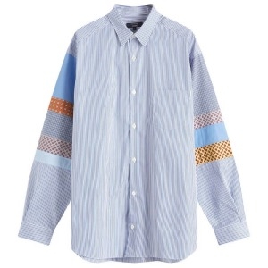 꼼데가르송 남성 코튼 포플린 멀티 패치워크 셔츠 색스 화이트 네이비 HO-B015-051-1