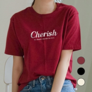 체리쉬 레터링 데일리 여자 면 반팔티 6224059