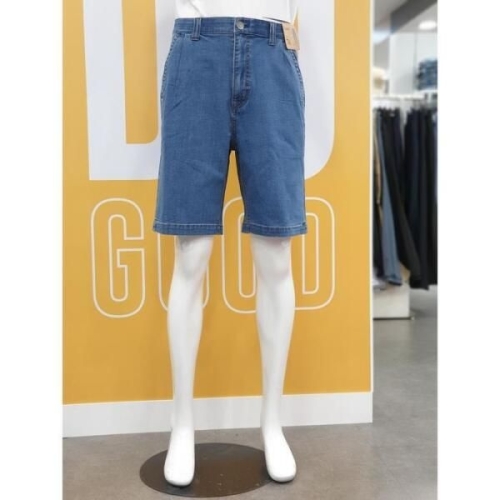 뱅뱅 남녀공용 원턱 속밴드 루즈핏 스판 청 반바지 NQL306