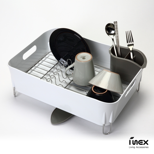 대명산업 아이넥스 회전물받이 식기건조대 화이트 1단