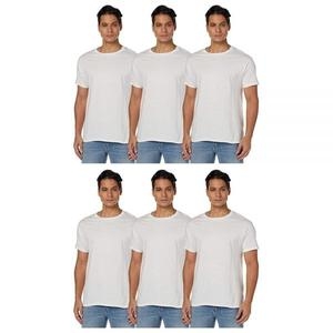 헤인즈 남성용 에센셜 반소매 티셔츠 벨류 팩, 무지 반팔 티 팩 6-팩 , 화이트, 라지 129847