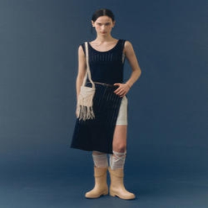 몽돌 크로쉐 니트 레이어드 원피스 네이비 MDOP053NAVY