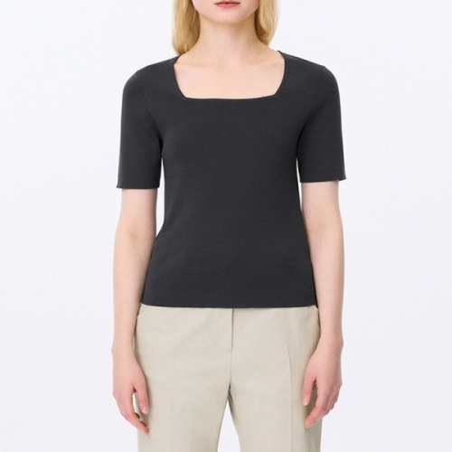 쉬즈미스 여성 스퀘어넥 리브 니트 탑 SSKPOP22210