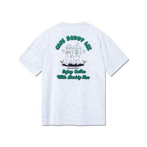 리 LEE 카페 버디리 그래픽 티셔츠 라이트 그레이 LE2402ST15LG 21189