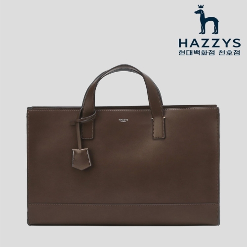 헤지스 브라운 로고배색 가죽 서류가방_HJBA5F851W3