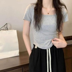 오노마 ONM 심플 반팔티셔츠 여성 U넥라인 깔끔 목선 33425993