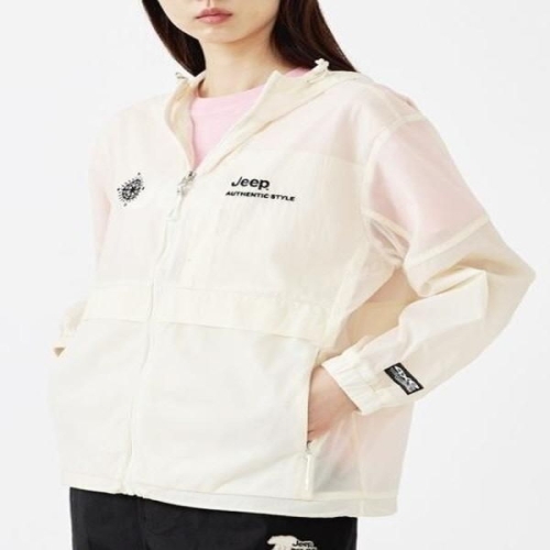 JEEP 초경량 나침반자수 바람막이 JN2JPU237-아이보리