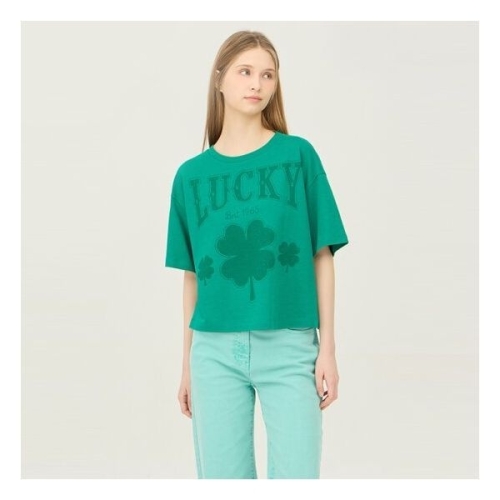 베네통 럭키 프린팅 오버핏 반팔 티셔츠_BATS14511GN 885966 44