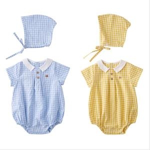 밍크뮤 아미띠에체크 바디수트+모자세트 (35970-676-01,02)