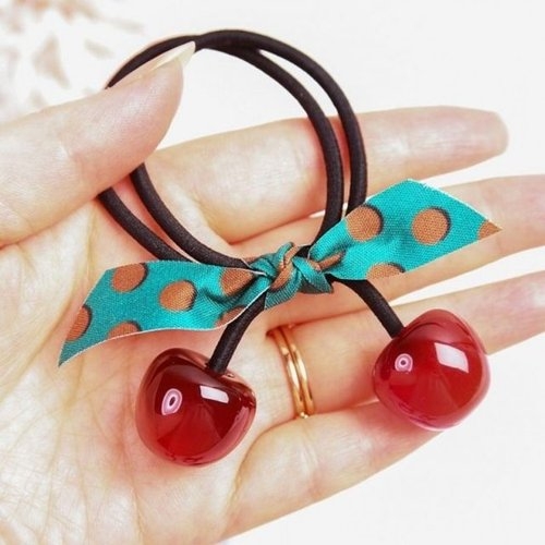 체리 리본 데일리 헤어밴드 머리끈 클래식 고무줄 슈-WFH5AOQ