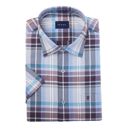 예작 남성 컬러 블록 스트레치 빅체크 캐주얼 셔츠 핑크_YJEMBA287PI