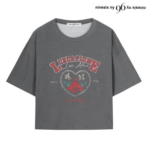 피그먼트 나인식스뉴욕 크롭 라운드 티셔츠 NP2LW023L0