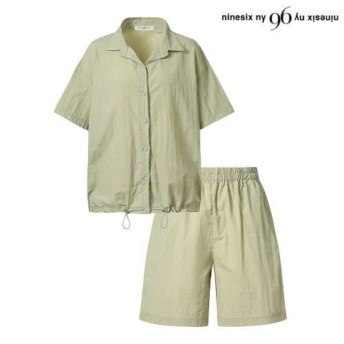 96NY 여성 카라넥 스트링 셔츠 숏 팬츠 셋업 NP2OW015L0