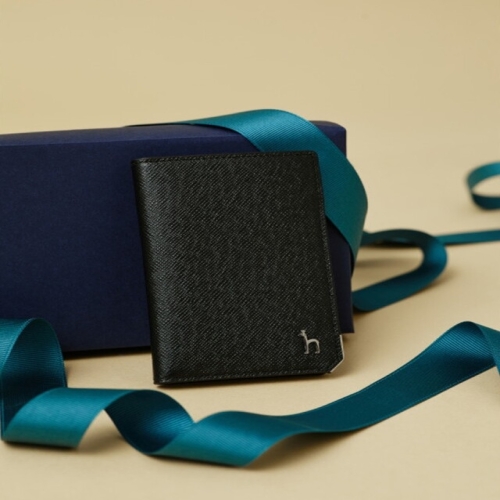 헤지스 남성 블랙 실버바장식 소가죽 카드지갑 HJHO5F942BK