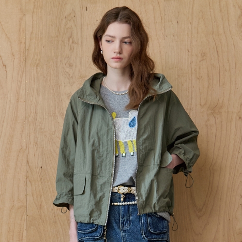 마쟈 플랩포켓 루즈핏 후드 크롭 야상 점퍼 ZE08QJ001NH