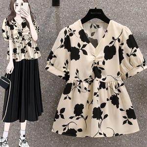 유로 블랙플라워 빅사이즈 블라우스 blk003532