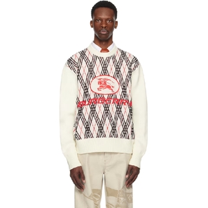버버리 남성 오프 화이트 아가일 체크 울 스웨터 252376M201002