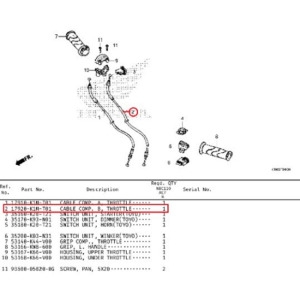 월드전자 CNS 슈퍼커브110 SUPER CUB110 스롯틀케이블 B 악셀케이블 B 17920-K1M-T01