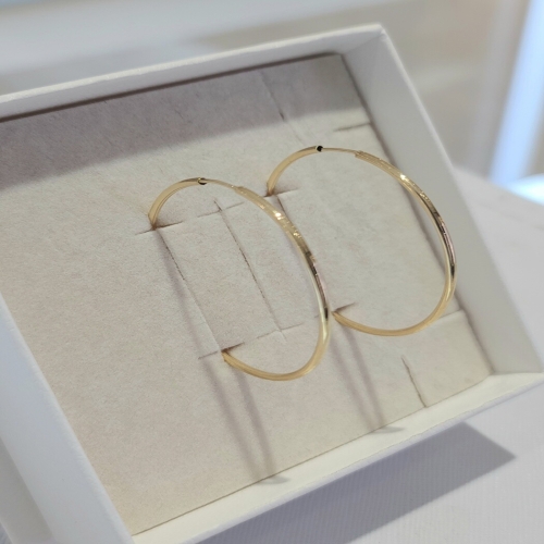 미니골드 주얼리 14K 3 지름 파이프 링 귀걸이 ENBM4100 YGRG _MA