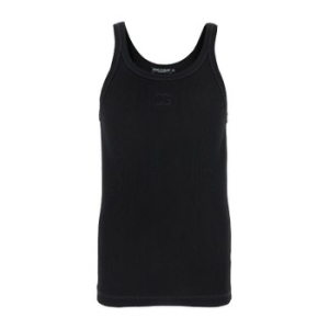 돌체앤가바나 블랙 리브 라운드 넥라인 슬리브리스 탑 G8PA8Z G7PGPN0000